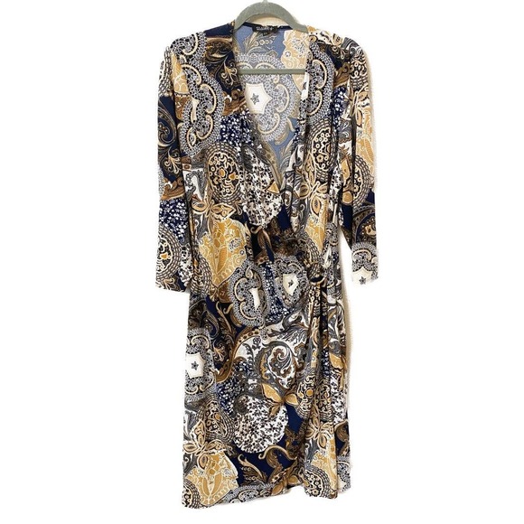 Glamour Dresses & Skirts - NWT Glamour Paisley Print Boho Faux Wrap Dress Long Sleeves Stretchy Size 20W